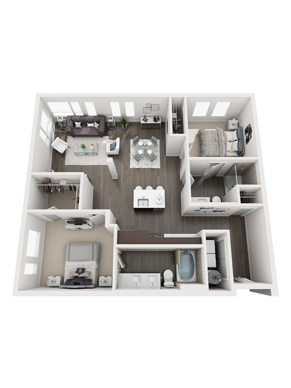 Plan 2 Bedroom – B2 2 Bedroom | 2 Bath | 1106 sq. ft. Plan 2 Bedroom – B2 2 Bedroom | 2 Bath | 1106 sq. ft.