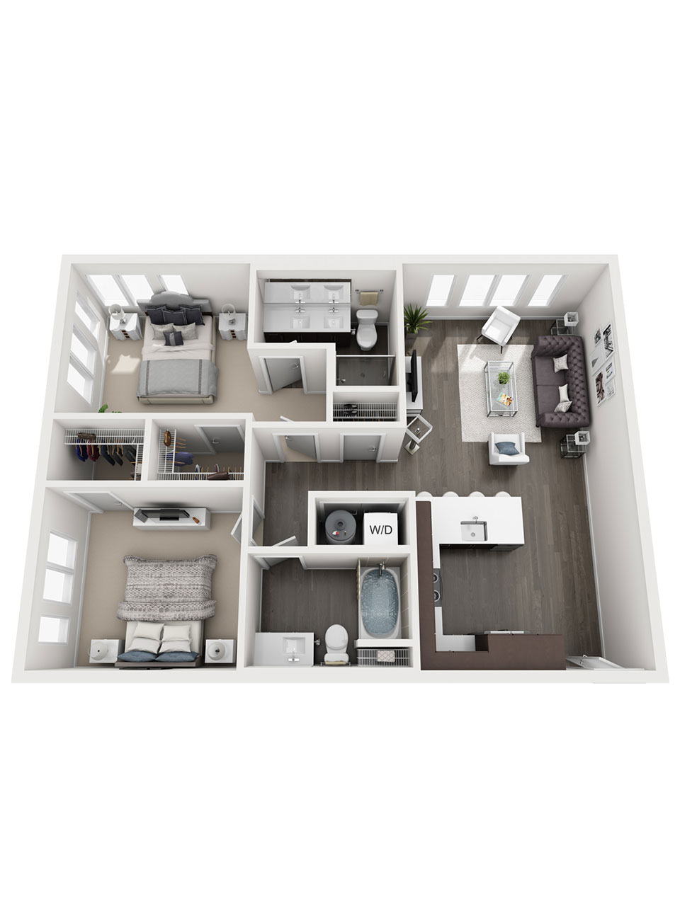 Plan 2 Bedroom – B3 2 Bedroom | 2 Bath | 1001 sq. ft. Plan 2 Bedroom – B3 2 Bedroom | 2 Bath | 1001 sq. ft.